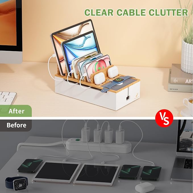 Pezin & Hulin Bamboo Cable Management Box, Wire Organizers - Image 3