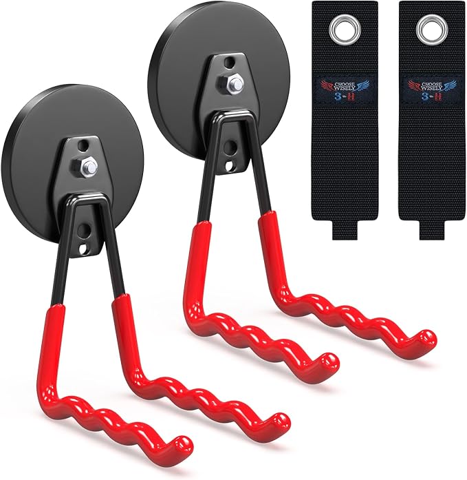 3-H Magnetic Wave Hooks Heavy Duty 2 Pack, Large Magnet Garage Hooks Heavy Duty by 3-H