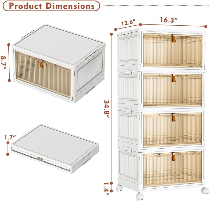 CTSNSLH 4 Tier Plastic Storage Bins and Boxes Organizer - 27Qt Stackable - Image 2