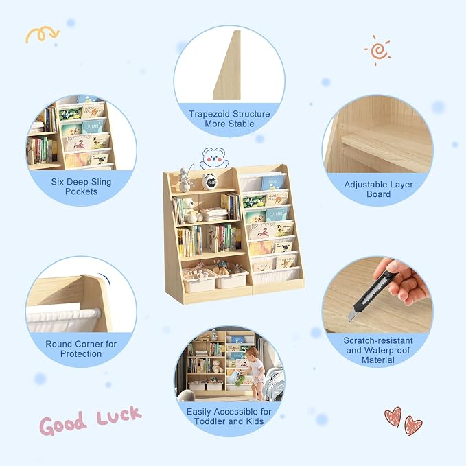 4 Tier Kids Bookshelf Baby Toddler Book Rack Children Bookcase Toy Storage - Image 5