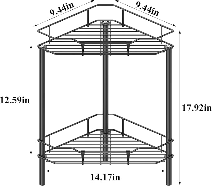 2 Tier Floor Standing Corner Shower Caddy Organizer Shelf - Image 7