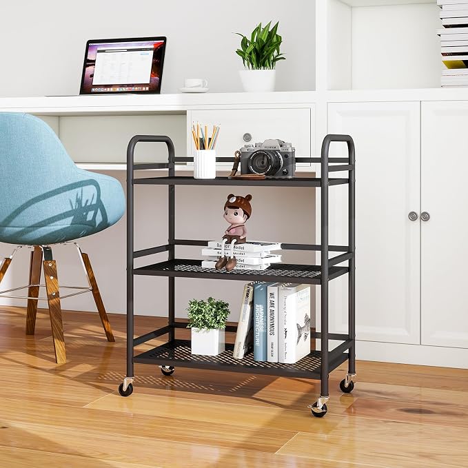 HDANI 3 Tier Metal Rolling Heavy Cart Supports 40 Lbs Per Tier, Mesh Rolling - Image 6