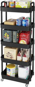 Laiensia Multifunction Utility Rolling Cart, 5-Tier Plastic & Metal Storage by Laiensia