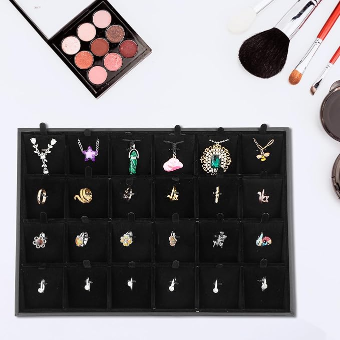 Velvet Jewelry Tray for Drawers Black Jewelrys Display Tray Stackable Jewelry - Image 7