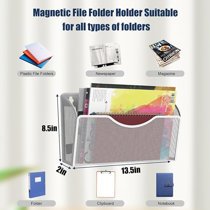 2 Pockets Magnetic File Holder for File Cabinets, Folder Holder Organizer- No - Image 3