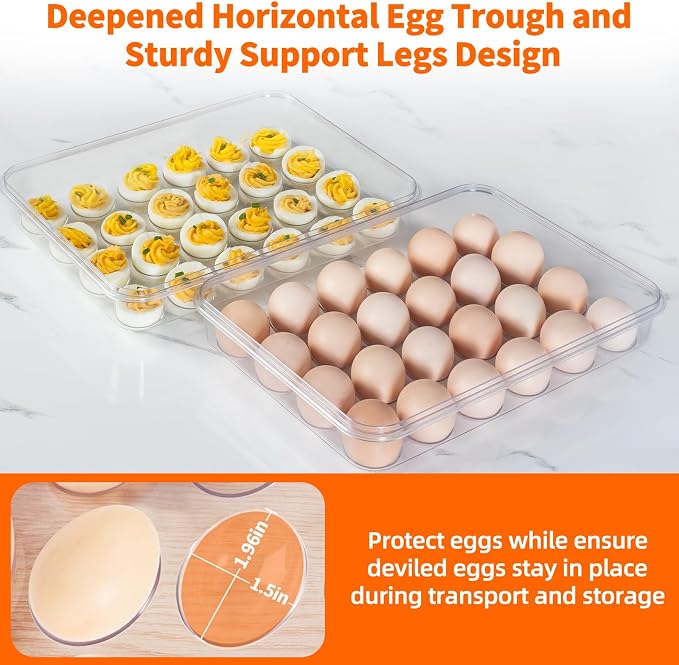 Deviled Egg Containers with Lid and Handle, Durable Clear Plastic Deviled Egg - Image 5