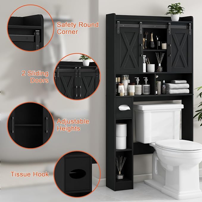 Vabches Over The Toilet Storage Cabinet, Farmhouse Storage Cabinet Over Toilet - Image 3