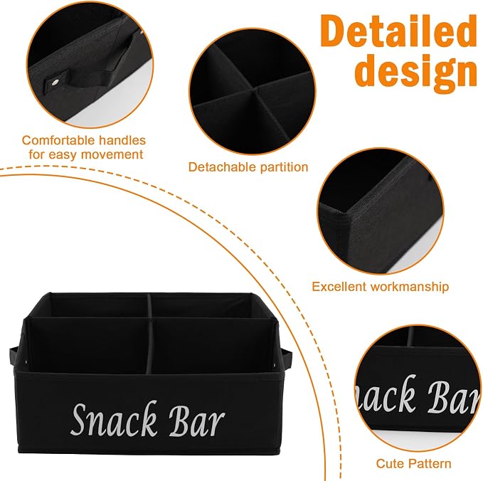 Snack Organizer for Countertop, Fabric Snack Basket - Image 2
