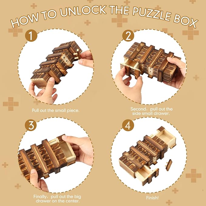 Gejoy Secret Puzzle Box Cash Gift Wooden Puzzle Box - Image 3