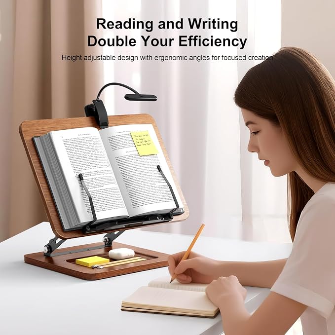 Book Stand for Reading with Light, Book Holders for Reading Hands Free - Image 3