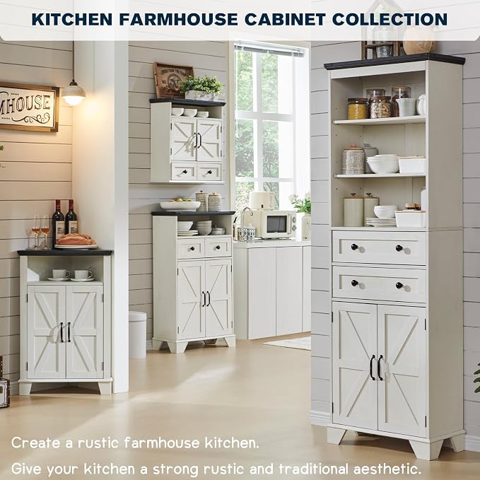 ACCOHOHO Bathroom Floor Cabinet, Farmhouse Storage Cabinet, Adjustable Shelf - Image 7