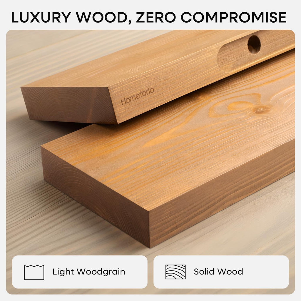 Homeforia 20 Inch Floating Shelves, High-End Solid Pine Wood, Set of 2