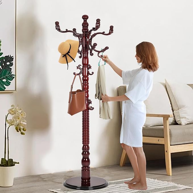 Solid Wooden Coat Rack Stand, Coat Racks Freestanding by Haicang