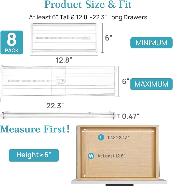 Vtopmart 8 Pack 6" Tall Upgrade Drawer Dividers - Image 2