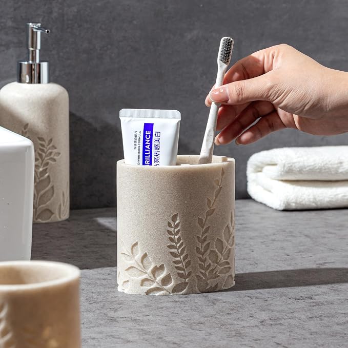 Bathroom Accessories Set, Toothbrush Holder, Soap Dish, Bathroom Countertop - Image 4