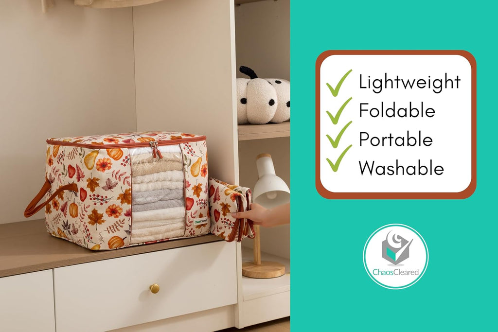2 Pack Canvas Storage Bags Designer Organizer - Seasonal Storage for