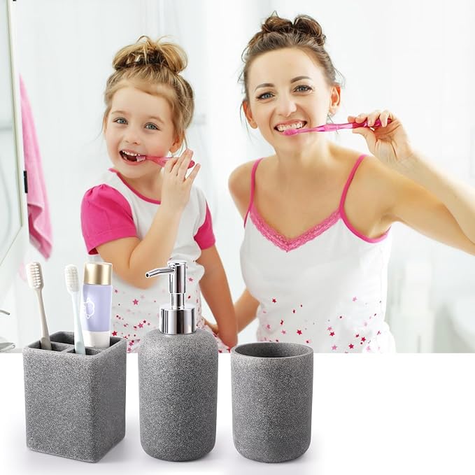 Resin 6 Pcs Gray Bathroom Set Complete - Image 4