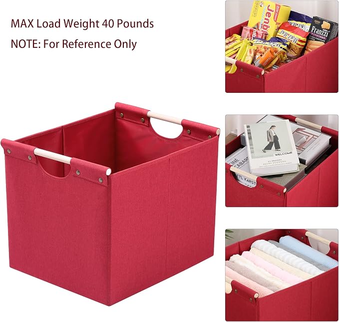 HOONEX Large Collapsible Storage Bins, Linen Fabric, Storage Baskets - Image 2