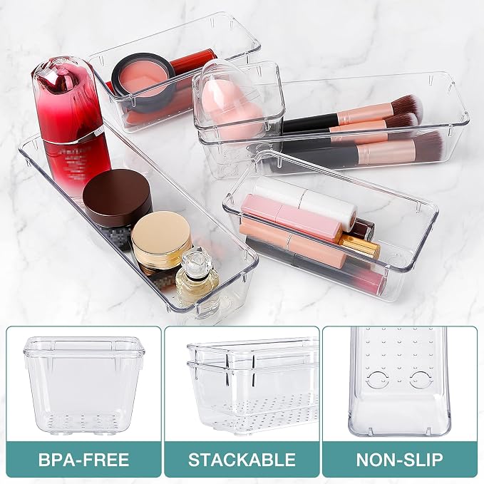 10 PCS Drawer Organizer Set, 4 Varied Size Bathroom and kitchen Drawer cabinet - Image 3