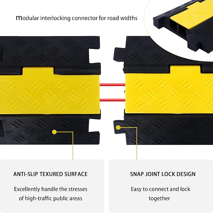 Cable Ramp Cable Protector Ramps Wire Hose Protective 2 Channel Traffic Rubber - Image 4