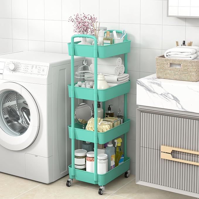 Sywhitta 4-Tier Plastic Rolling Utility Cart - Image 4