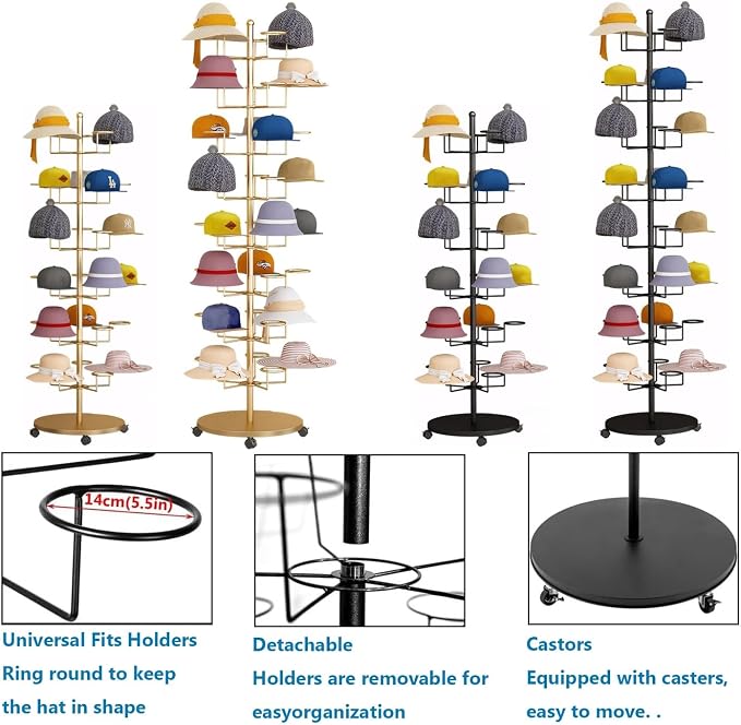 Hat Rack Stand 30-Hooks, Hat Display Stand Metal, Hat Display - Image 7