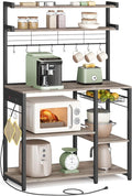 VASAGLE Bakers Rack with Power Outlet, 35.4 Inches Microwave Stand, Coffee Bar by VASAGLEbySONGMICSHOME