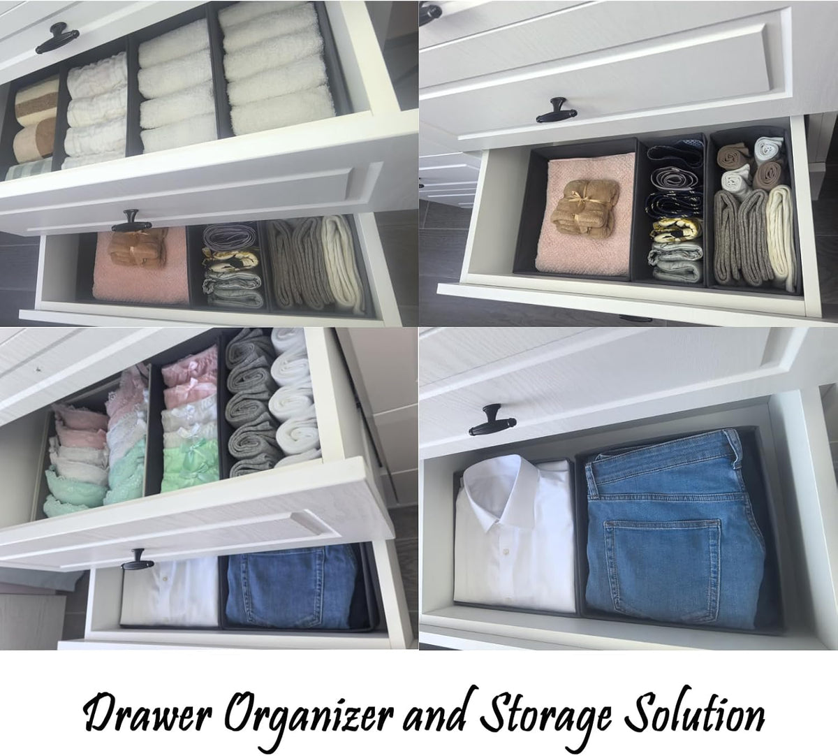 Bructhun Sock Drawer Organizer 9 Pack - Collapsible Fabric Storage