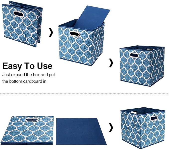 i BKGOO Cloth Storage Bins Set of 4 Thick Fabric Drawers Foldable Cubes Basket - Image 4