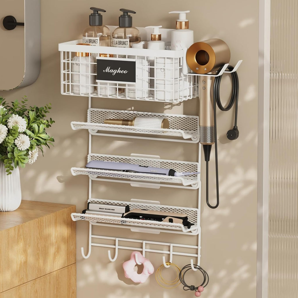 Magheo Hair Dryer Holder Wall Mounted, Adheisve Hair Tool Organizer