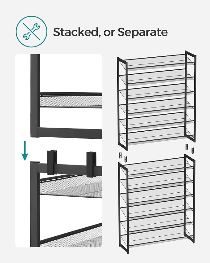 SONGMICS Shoe Rack, 12-Tier Shoe Organizer, Metal Shoe Storage - Image 7