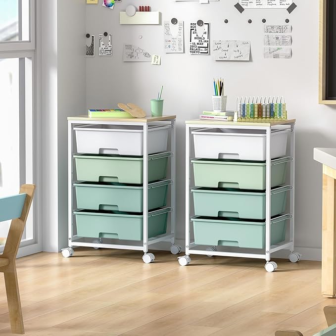 Utility Cart with 4 Drawers, Rolling Storage Cart with Drawers, Storage Rolling - Image 2