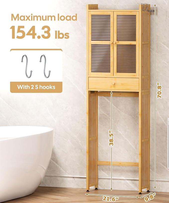 Over The Toilet Storage Cabinet: Bathroom Organizer Shelf - Image 2