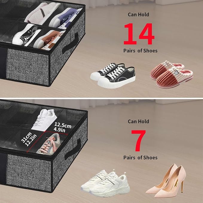 Onlyeasy 2 Pack Under Bed Shoes Storage Bag Organizer, Collapsible Shoe Boot - Image 9