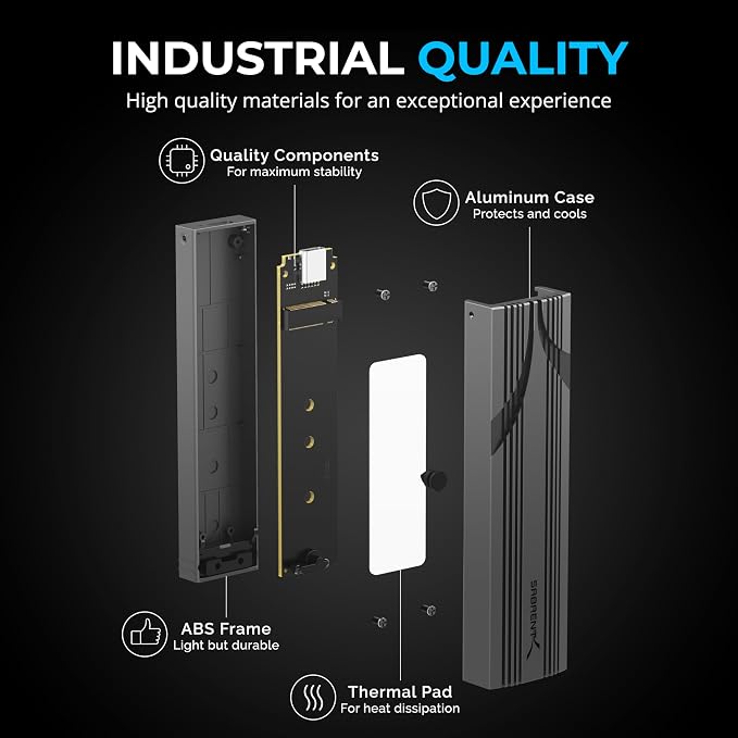 SABRENT USB C NVMe Enclosure, Tool-Free M.2 SSD Case - Image 4