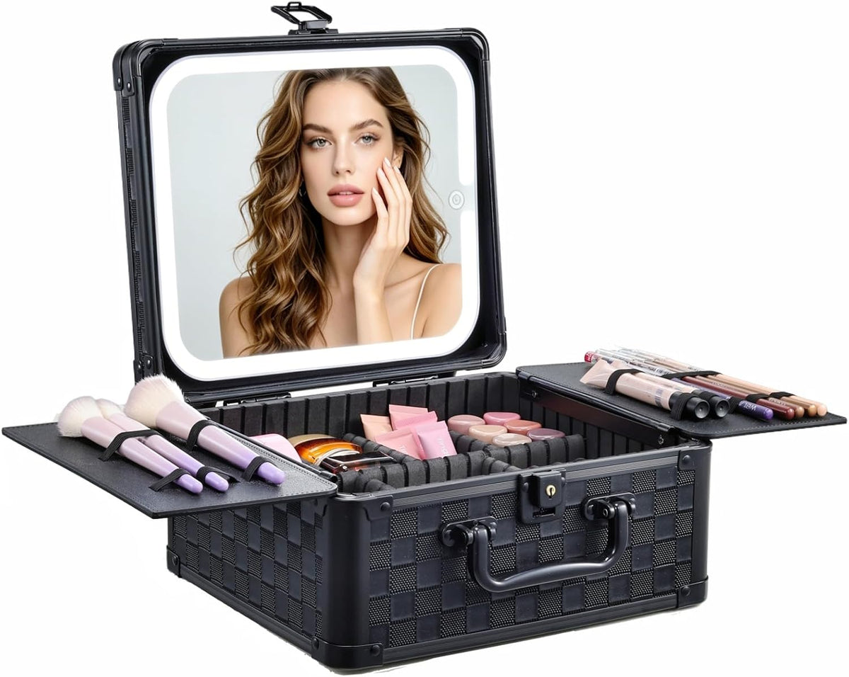 Makeup Bag with LED Mirror – Hard Makeup Case with Lighted Mirror