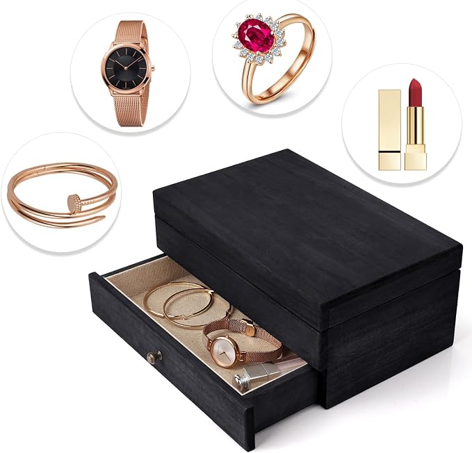 Meangood Jewelry Box Organizer for Women, 2 Layer Large Jewelry Storage Case - Image 5