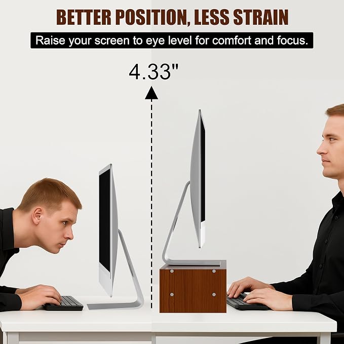 Monitor Stand Riser with Storage, 2 Tier Desk Organizer & Desktop Wood Shelf - Image 2