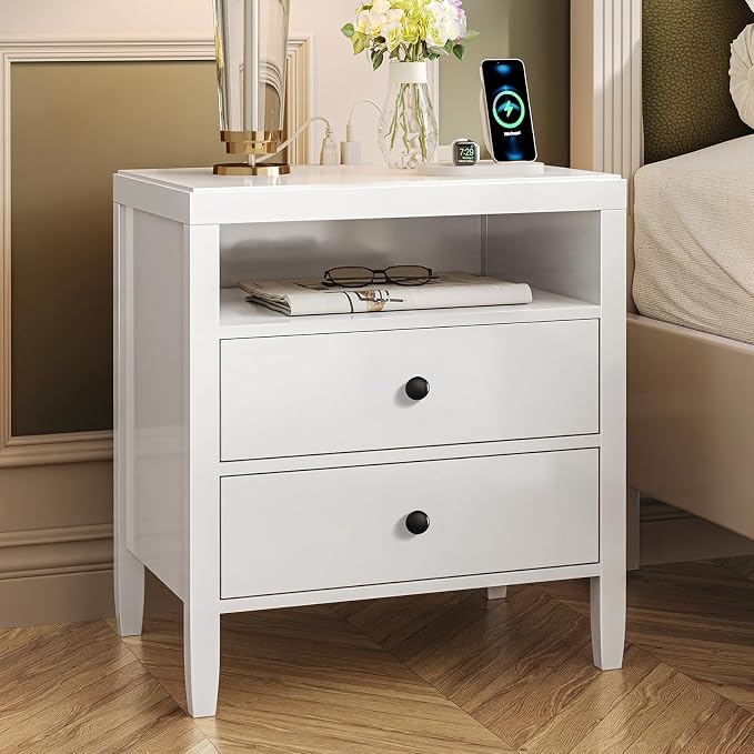 Huuger White Nightstand Set of 2, Night Stand - Image 4