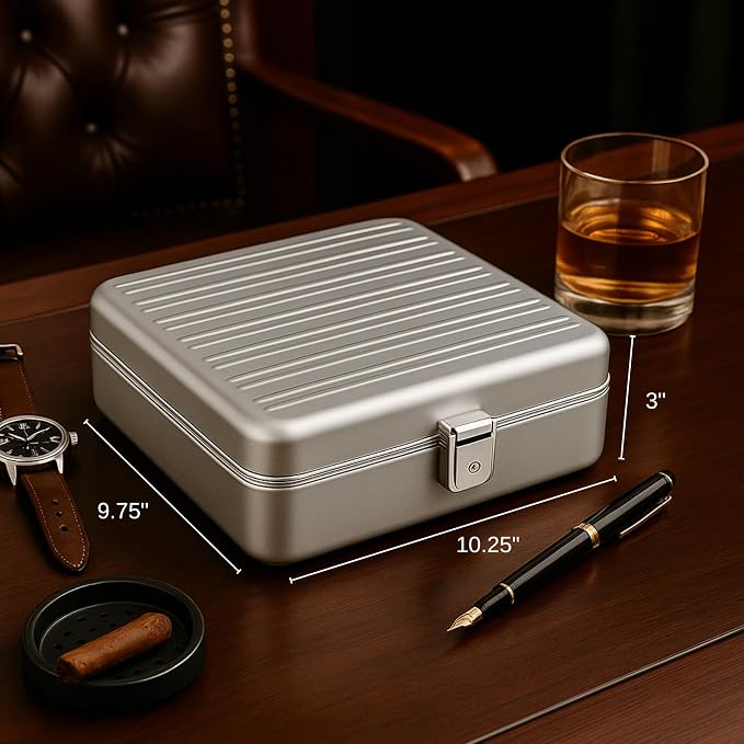 Bey-Berk Prague Aluminum Watch Case in Silver – 9-Slot Locking Travel Box - Image 2