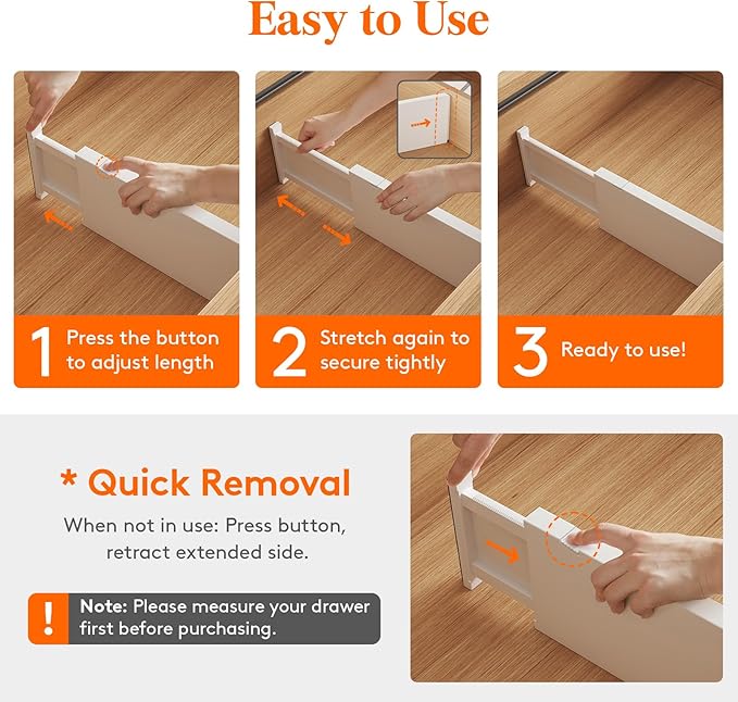 Lifewit 8 Pack Drawer Dividers 5" High, 13.5-22" Adjustable Clothes Organizers - Image 7