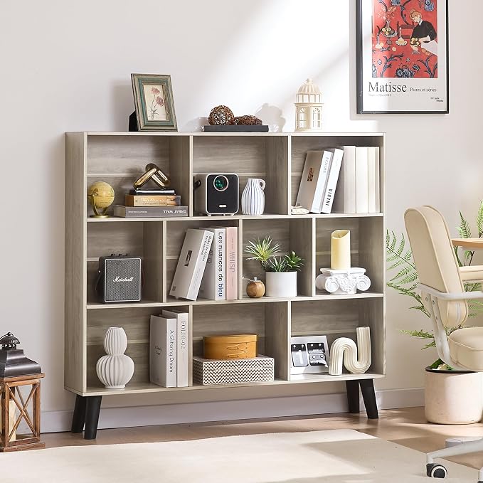 LEYAOYAO 10 Cube Bookshelf, 3 Tier Modern Wide Bookcase - Image 8