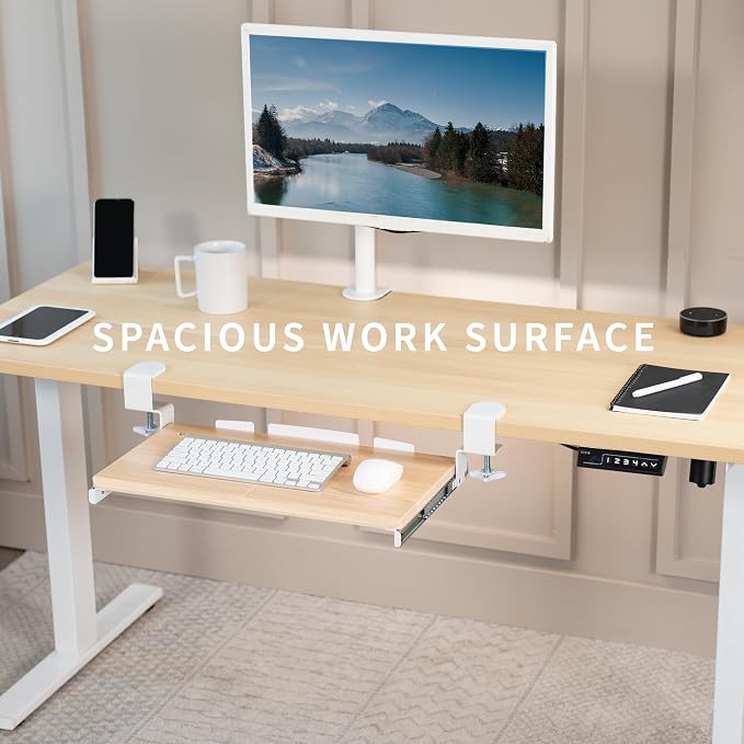 VIVO Small Clamp-on Computer Keyboard and Mouse Under Desk Slider Tray - Image 7