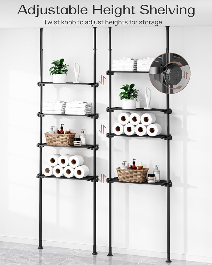 ALLZONE Adjustable Over The Toilet Storage Shelf, 4-Tier Ample Over Toilet - Image 3