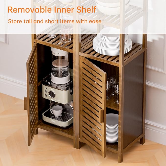 HITNET Bathroom Cabinet, Bamboo Floor Cabinet Freestanding Narrow Storage Unit - Image 7