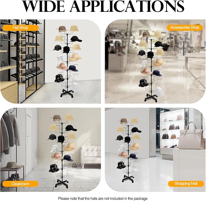 7-Tier Rotating Iron Hat Rack - Image 5
