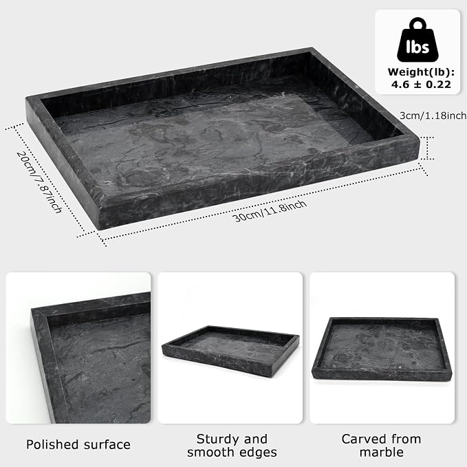 Marble Bathroom Tray, Pure Natural Vanity Tray, Marble Trays - Image 3