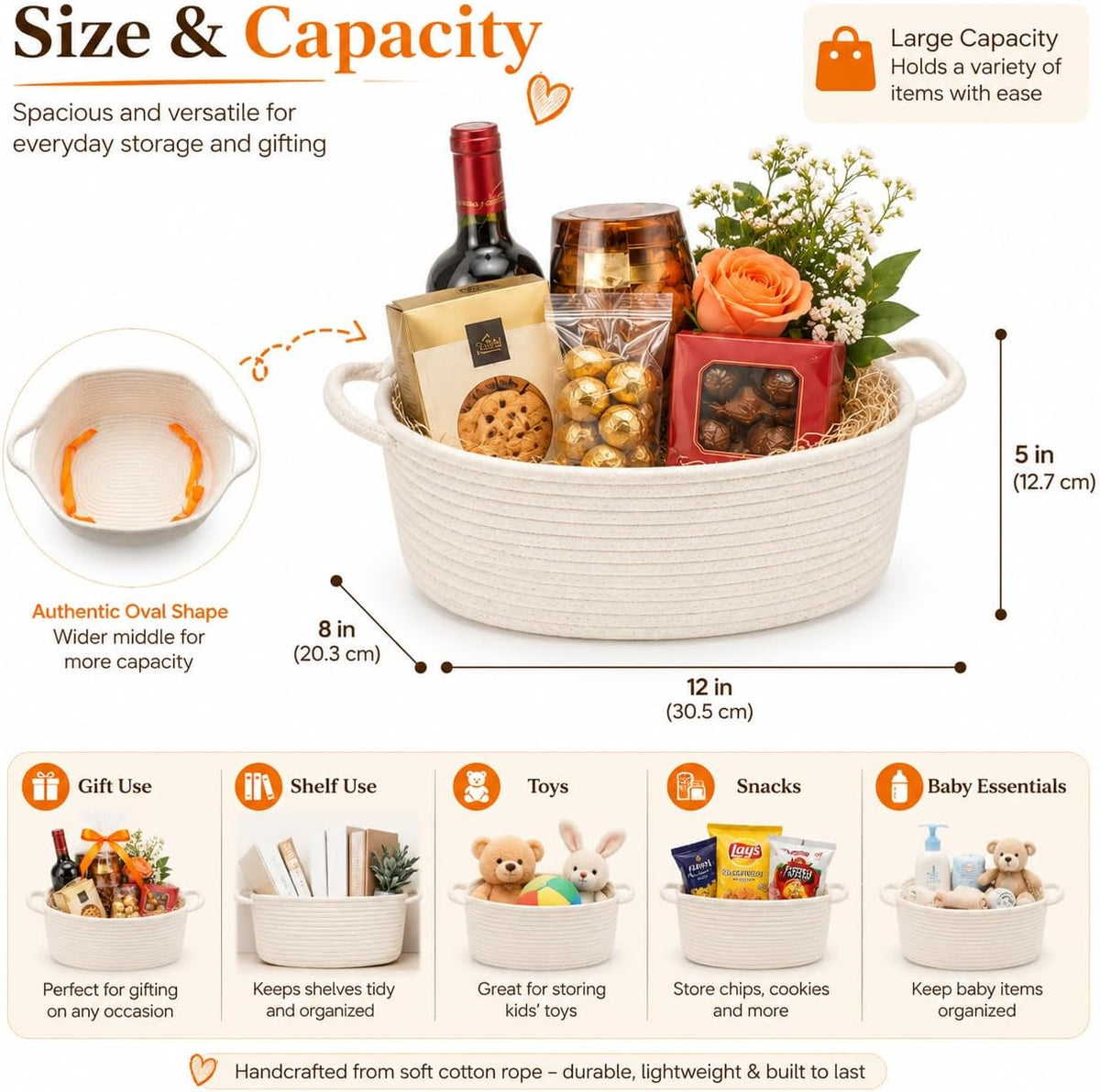 9Pcs Baskets for Gifts Empty with Gift Bags and Ribbons, Small Cute