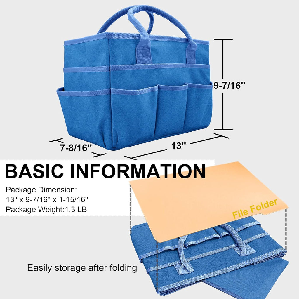 Cupohus Craft Organizer Bag, Blue Art Supply Tote with Multiple