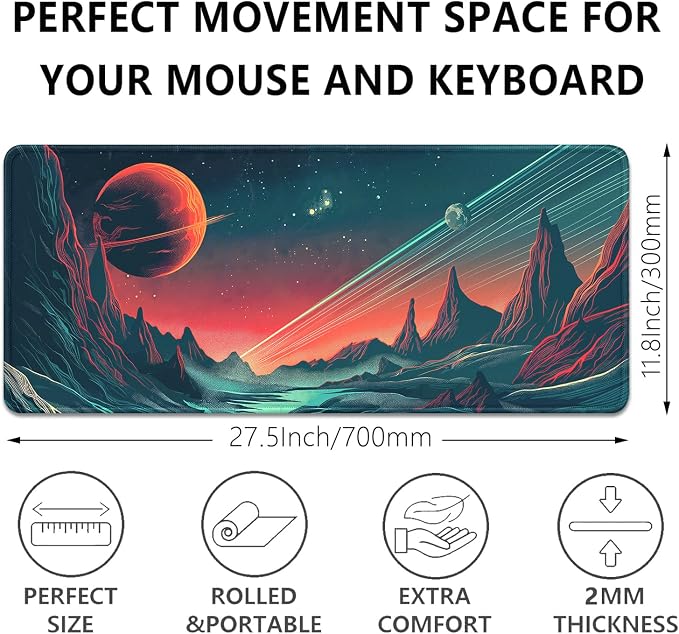 Sci Fi Space Planet Mouse Pad, Extended Mousepad Desk Pad - Image 3